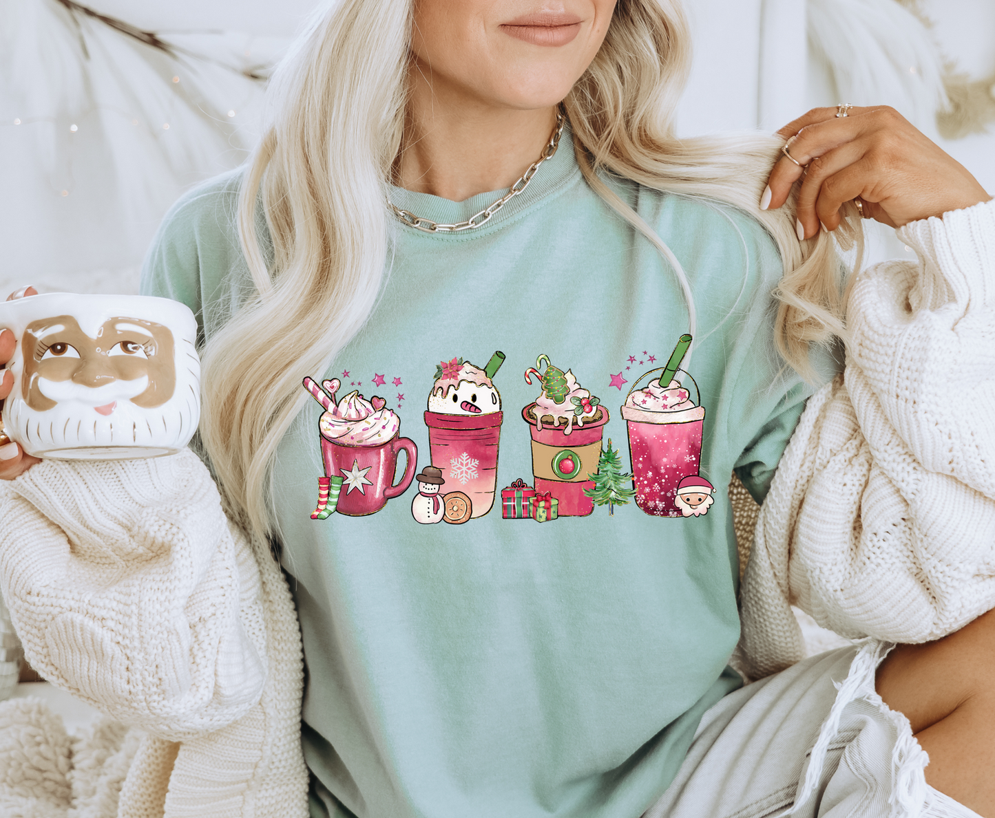 Pink Snowman Latte - Full Color Transfer
