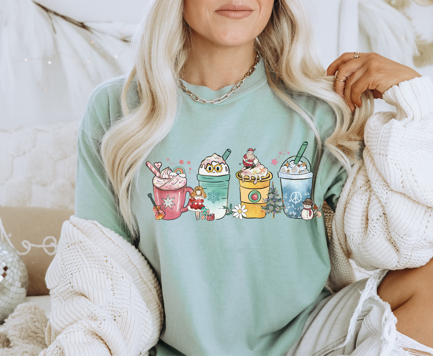 Pastel Snowman Latte - Full Color Transfer
