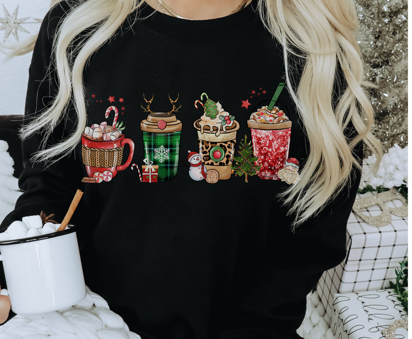 Red Nose Reindeer Latte - Full Color Transfer