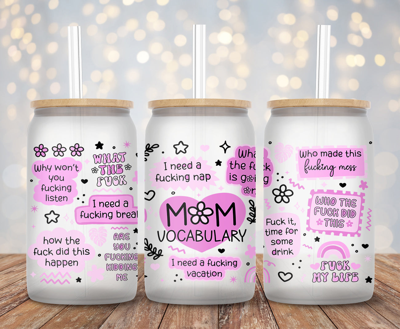 Mom Vocabulary - 16oz Cup Wrap