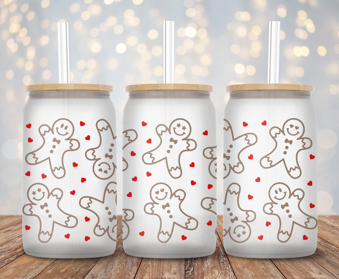 Gingerbread Hearts - 16oz Cup Wrap