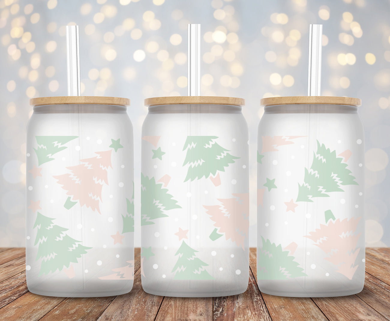Frosty Christmas Trees - 16oz Cup Wrap
