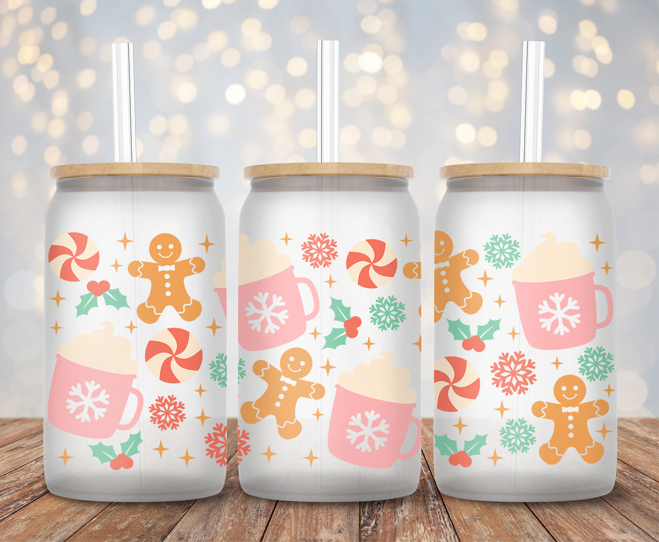 Sweet Christmas Candy Gingerbread - 16oz Cup Wrap