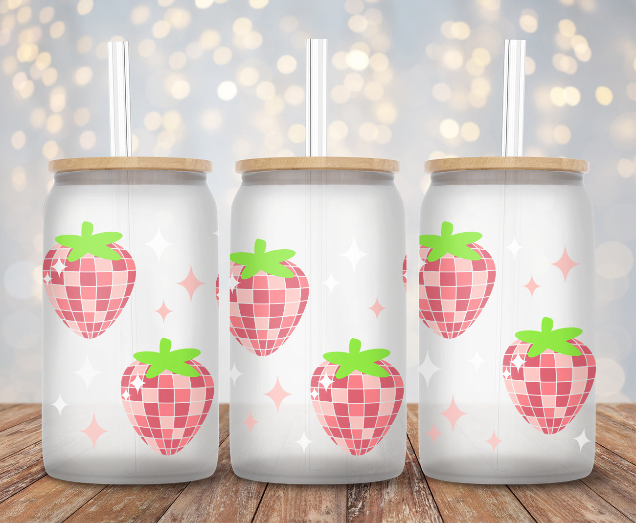 Disco Strawberry - 16oz Cup Wrap