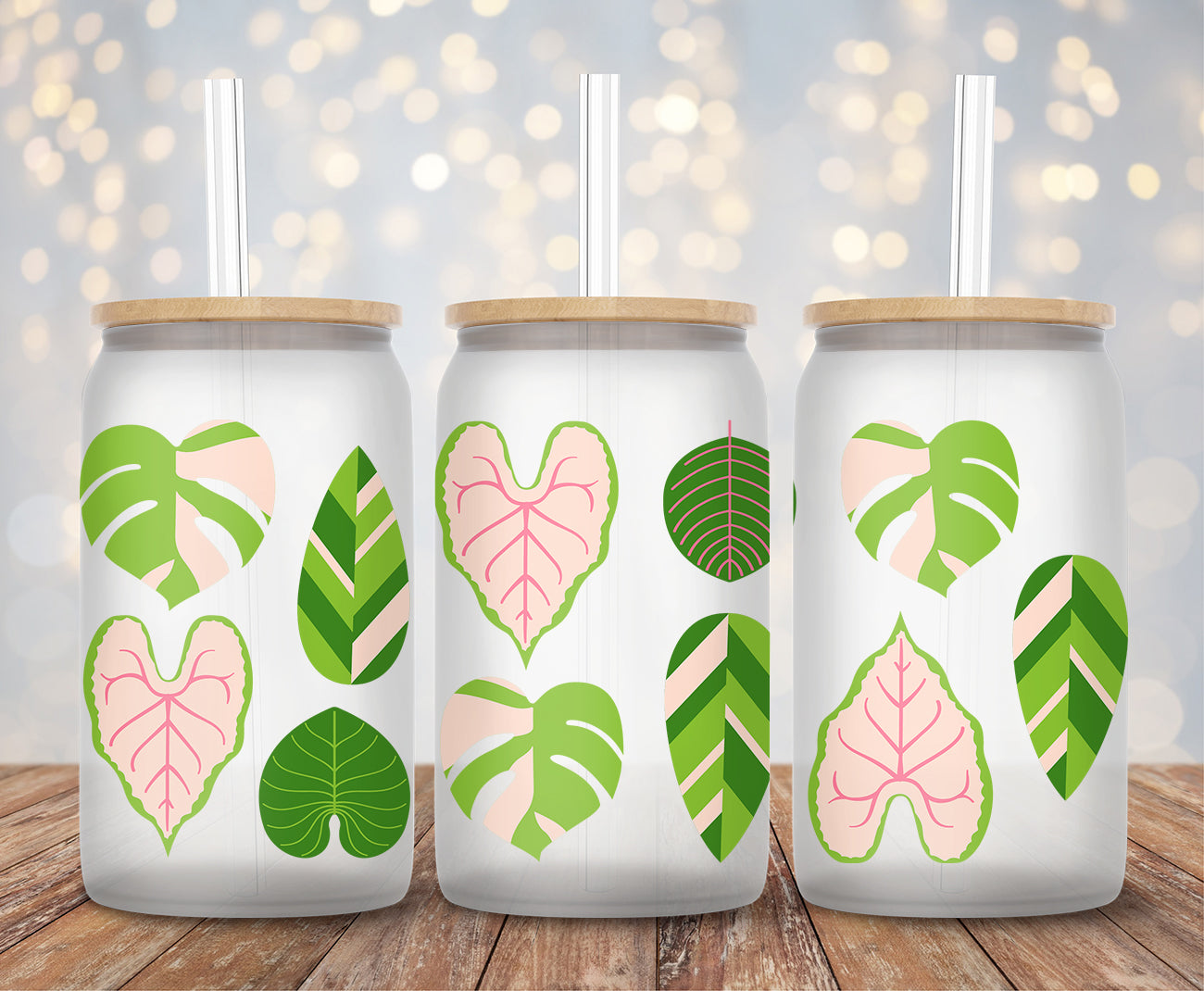 Tropical Monstera Leaves - 16oz Cup Wrap