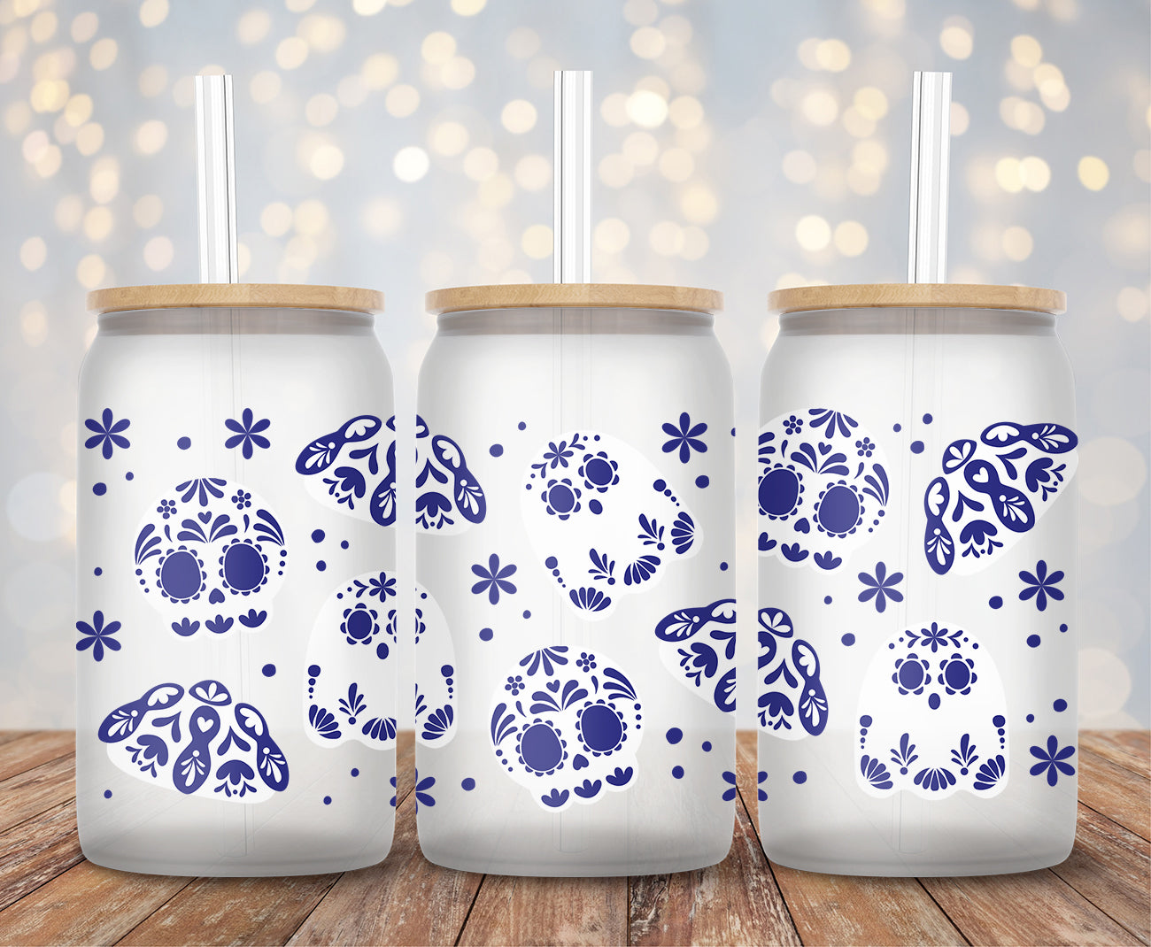 Mexican Talavera Skulls - 16oz Cup Wrap