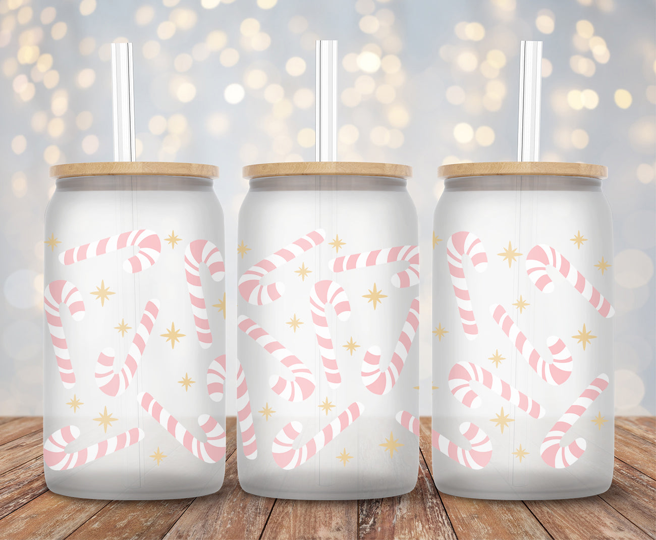 Pink Candy Canes - 16oz Cup Wrap