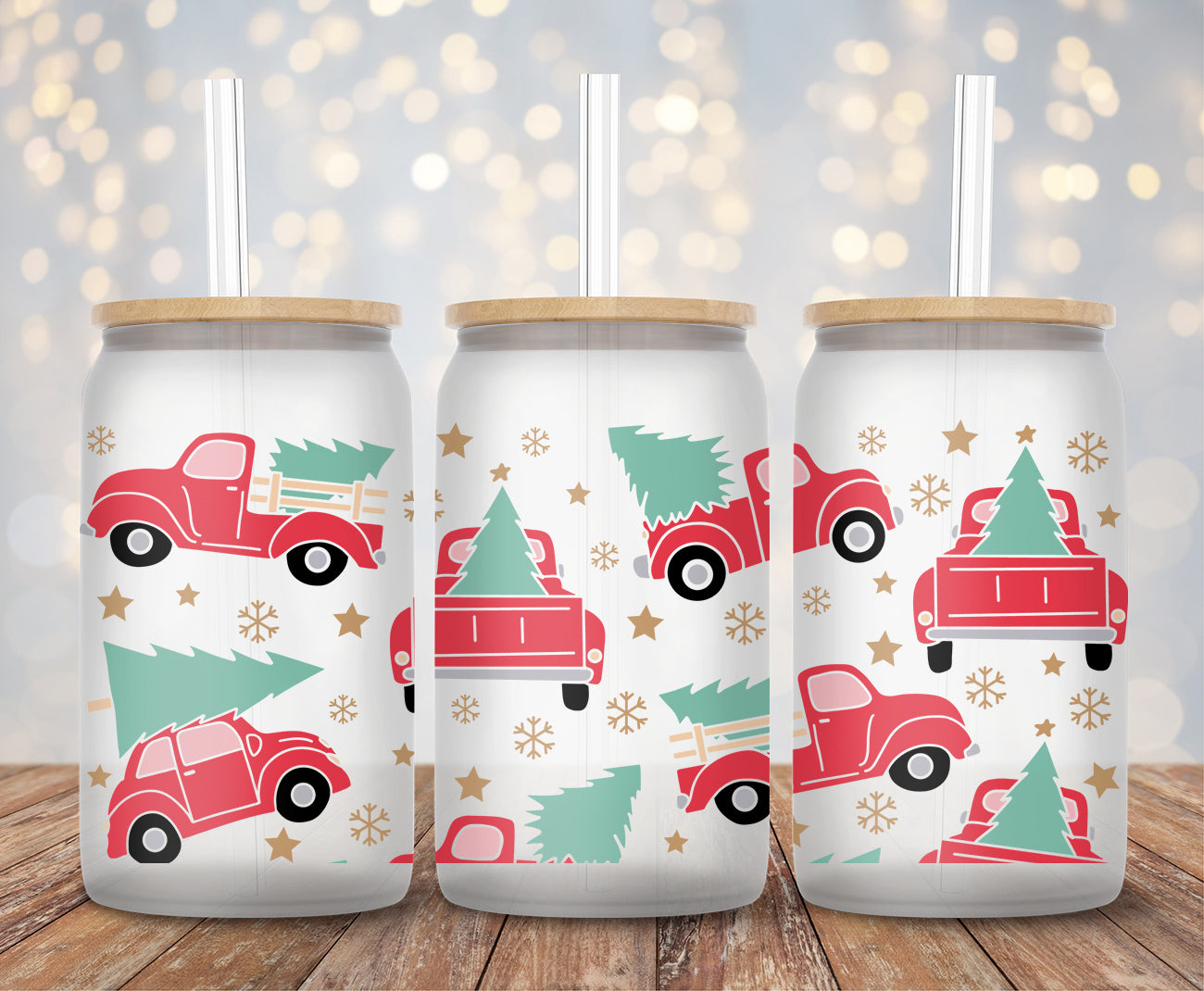 Red Christmas Truck - 16oz Cup Wrap