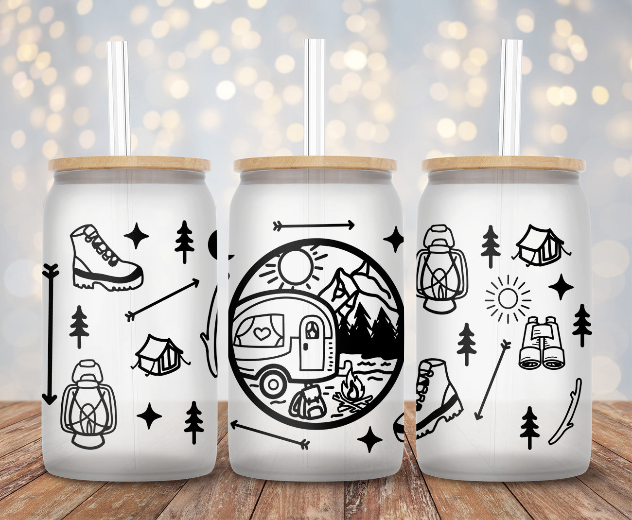 Outdoor Camping Adventure - 16oz Cup Wrap