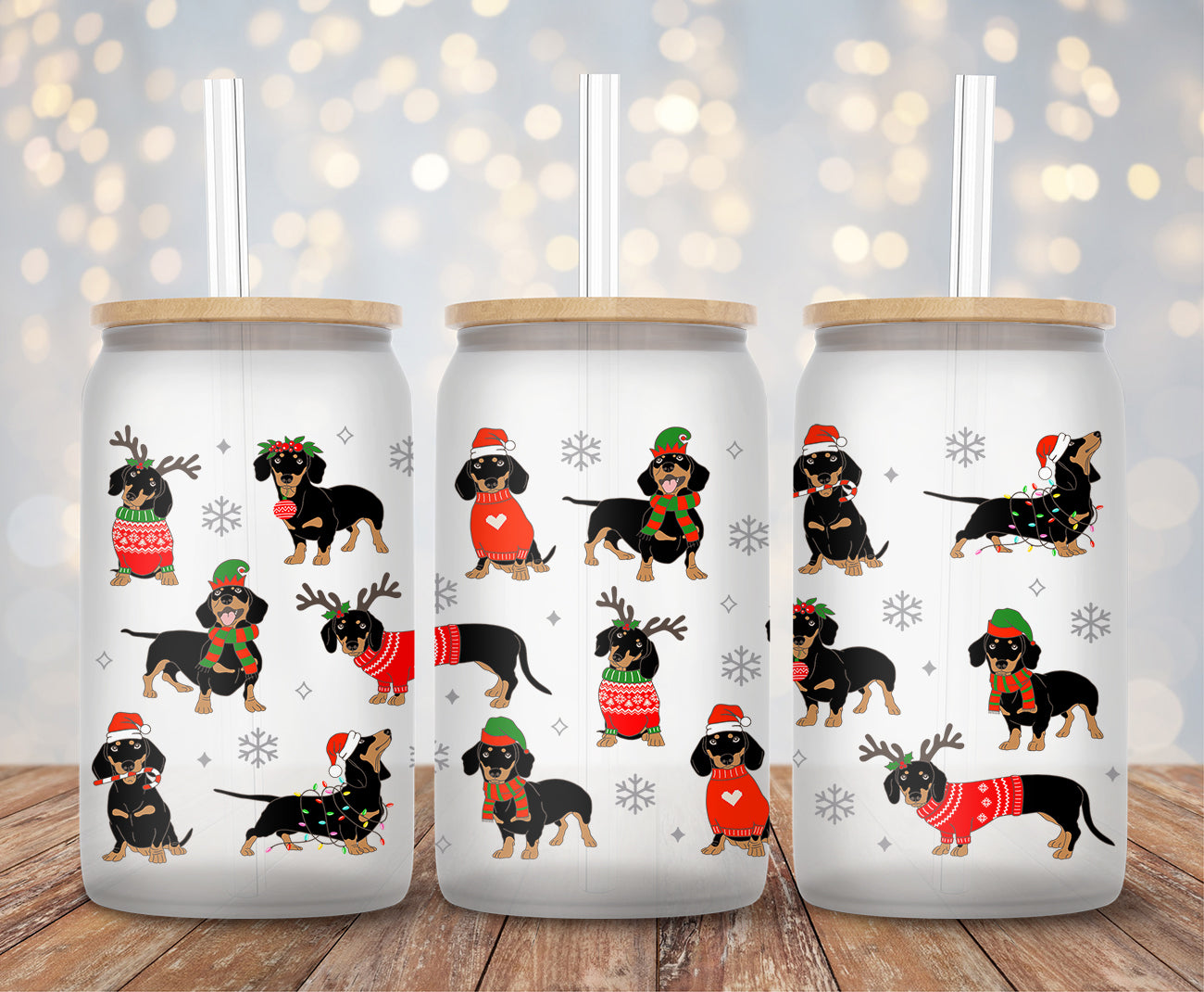 Christmas Dachshund Dog - 16oz Cup Wrap