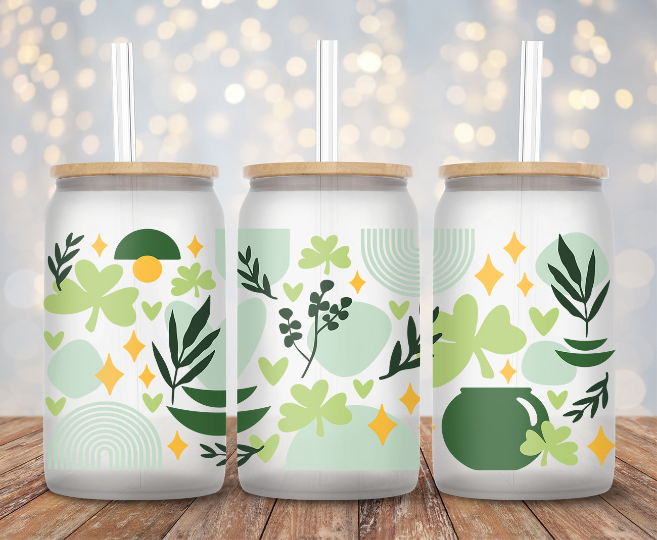 Lucky Green Shamrock - 16oz Cup Wrap
