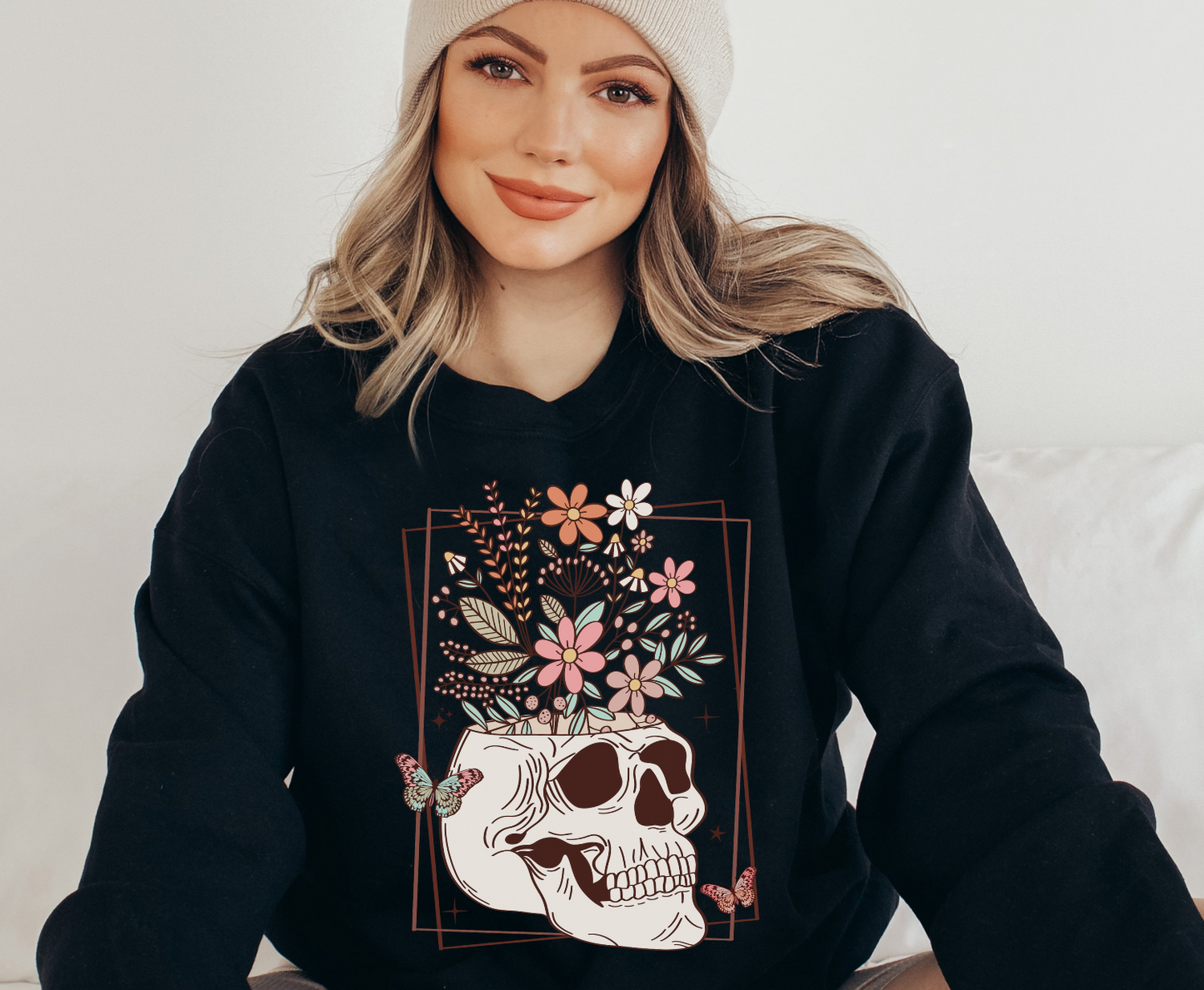 Blooming Skull Floral- Full Color Transfer