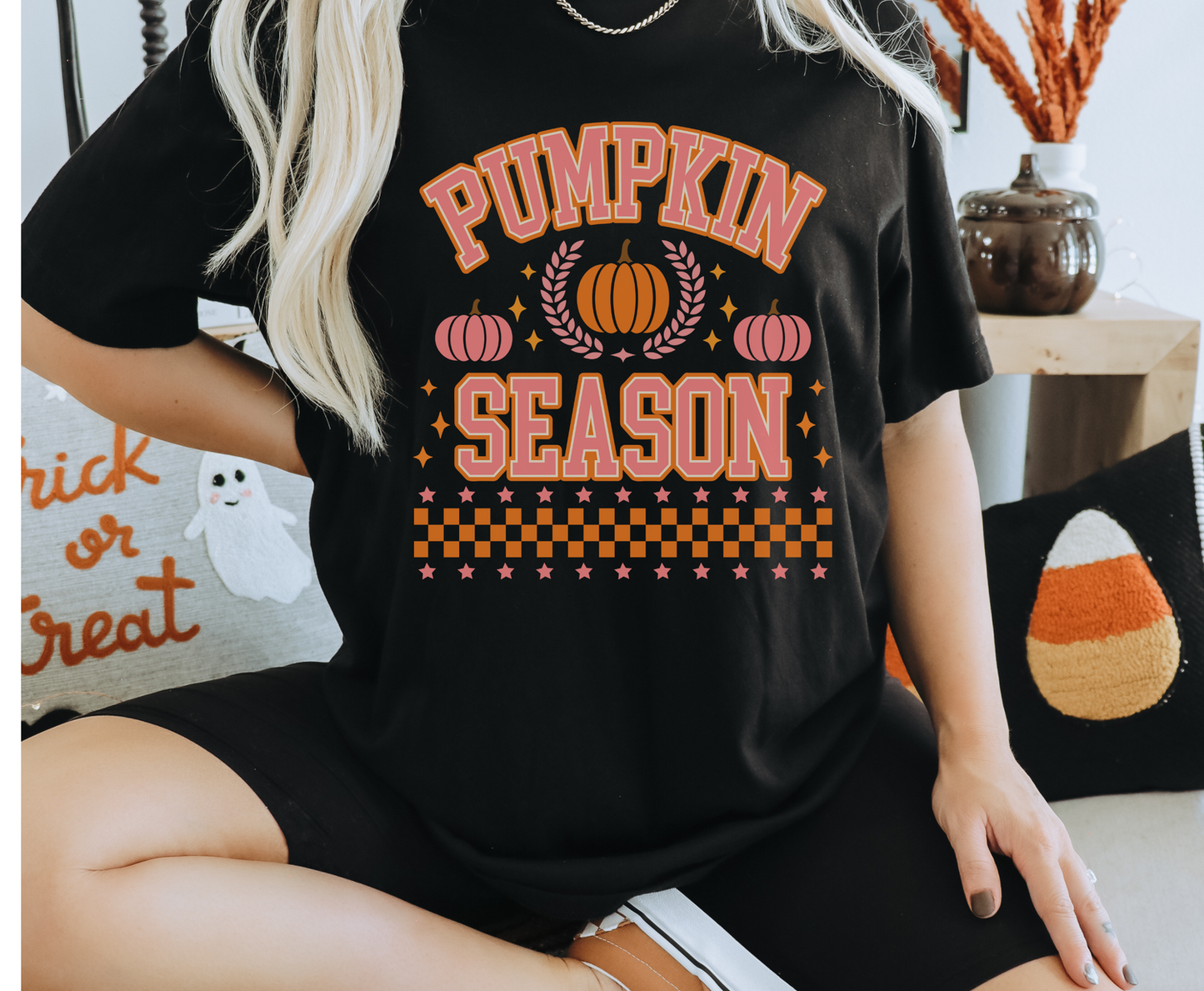 Pumpkin Season Checkered - Full Color Transfer