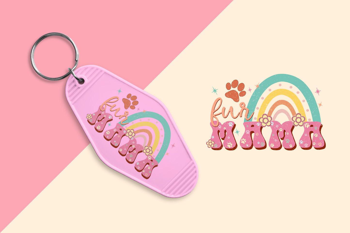Fur Mama Rainbow - Set of 6 (Motel Keychain UV DTF)