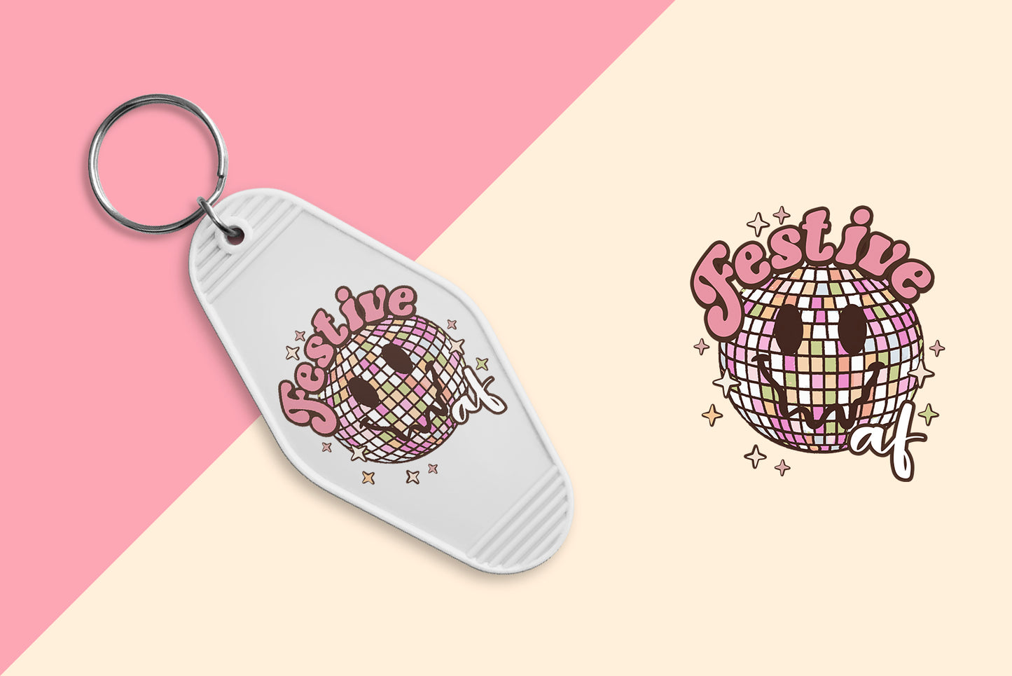Festive AF - Set of 6 (Motel Keychain UV DTF)