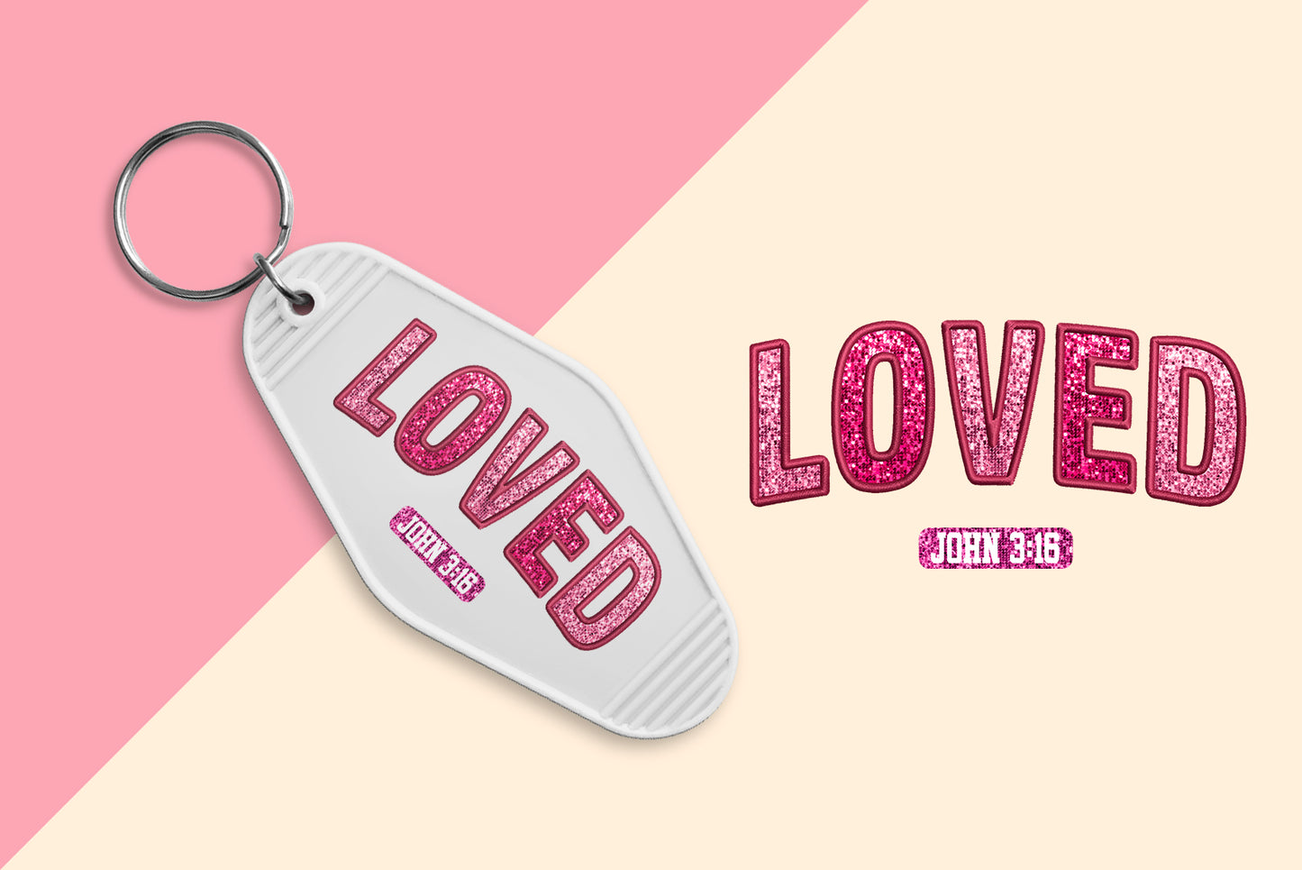 Faux Sequin Loved - Set of 6 (Motel Keychain UV DTF)