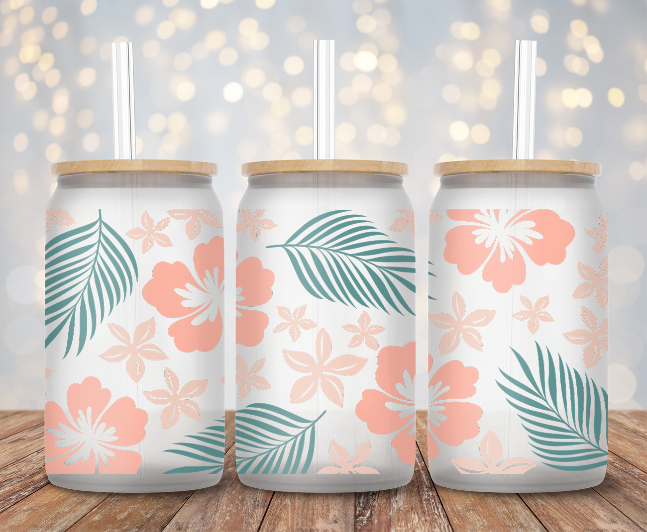 Neutral Hibiscus - 16oz Cup Wrap