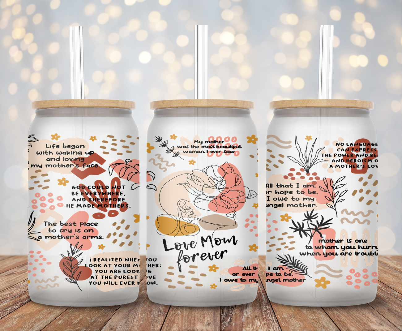 Love Mom Forever - 16oz Cup Wrap