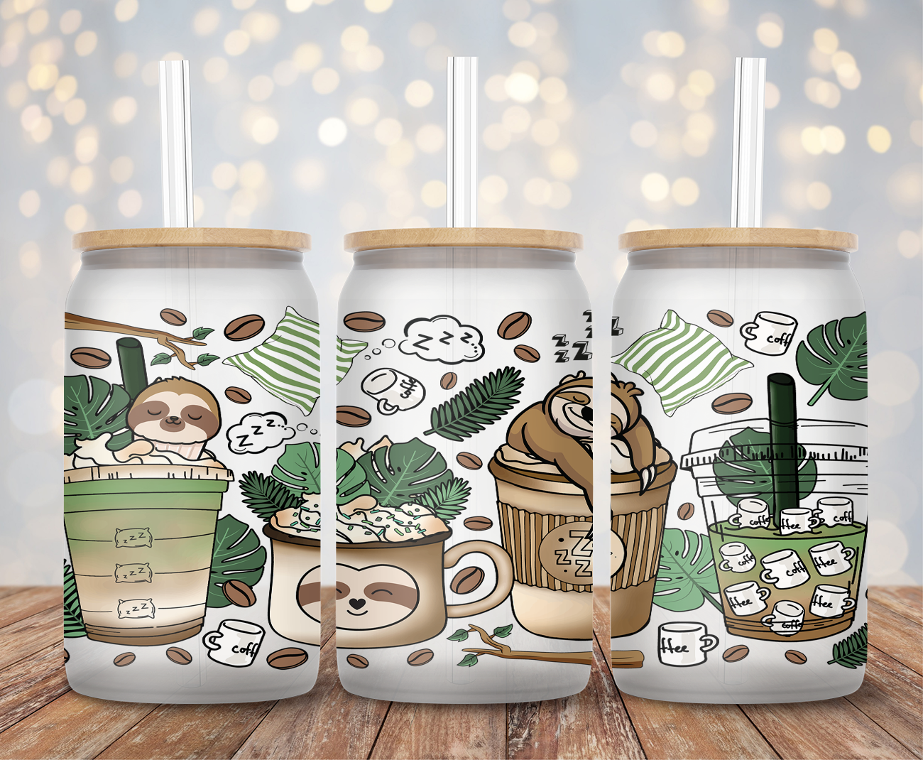 Cup of Sloths- 16oz Cup Wrap