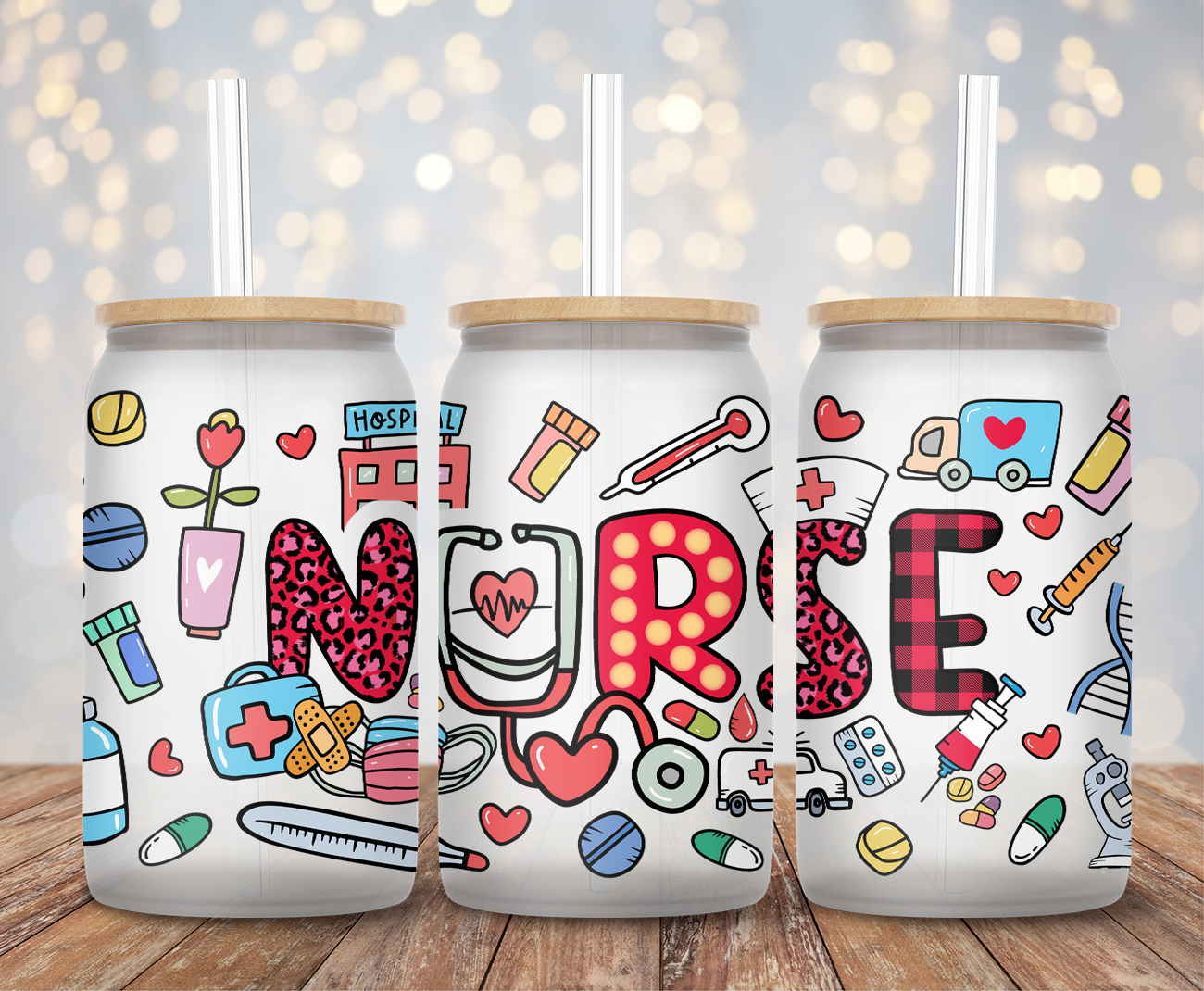 Nurse Red Leopard - 16oz Cup Wrap