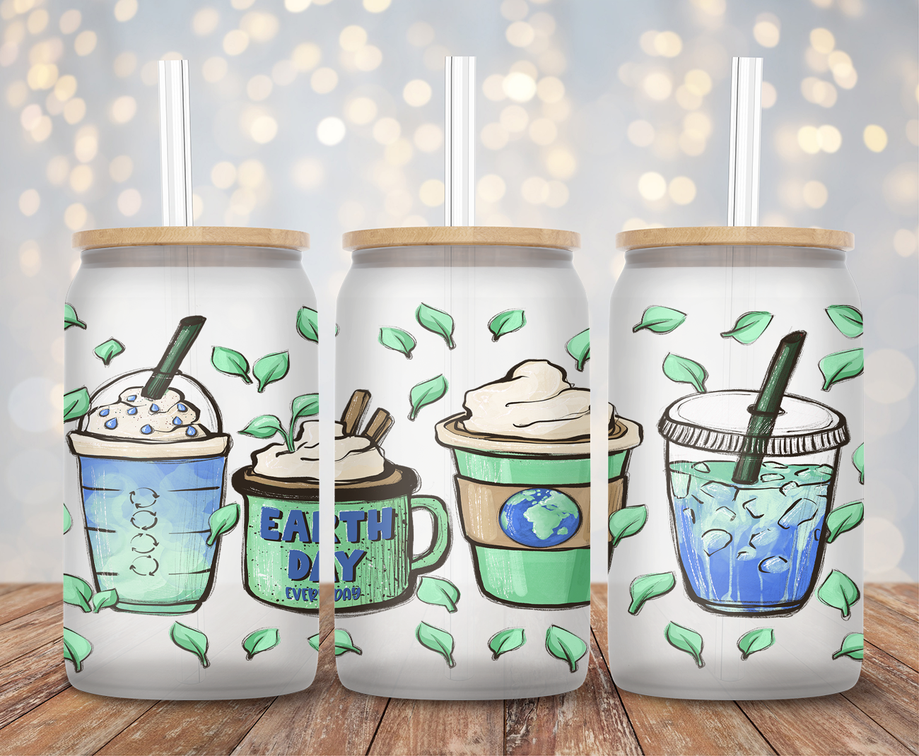 Earth Day Latte- 16oz Cup Wrap