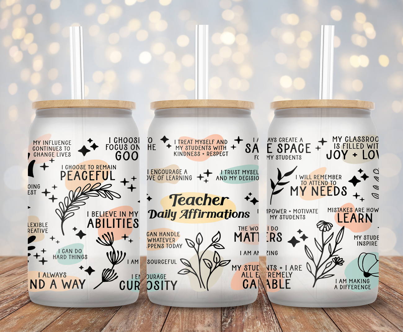 Teacher Daily Affirmations - 16oz Cup Wrap
