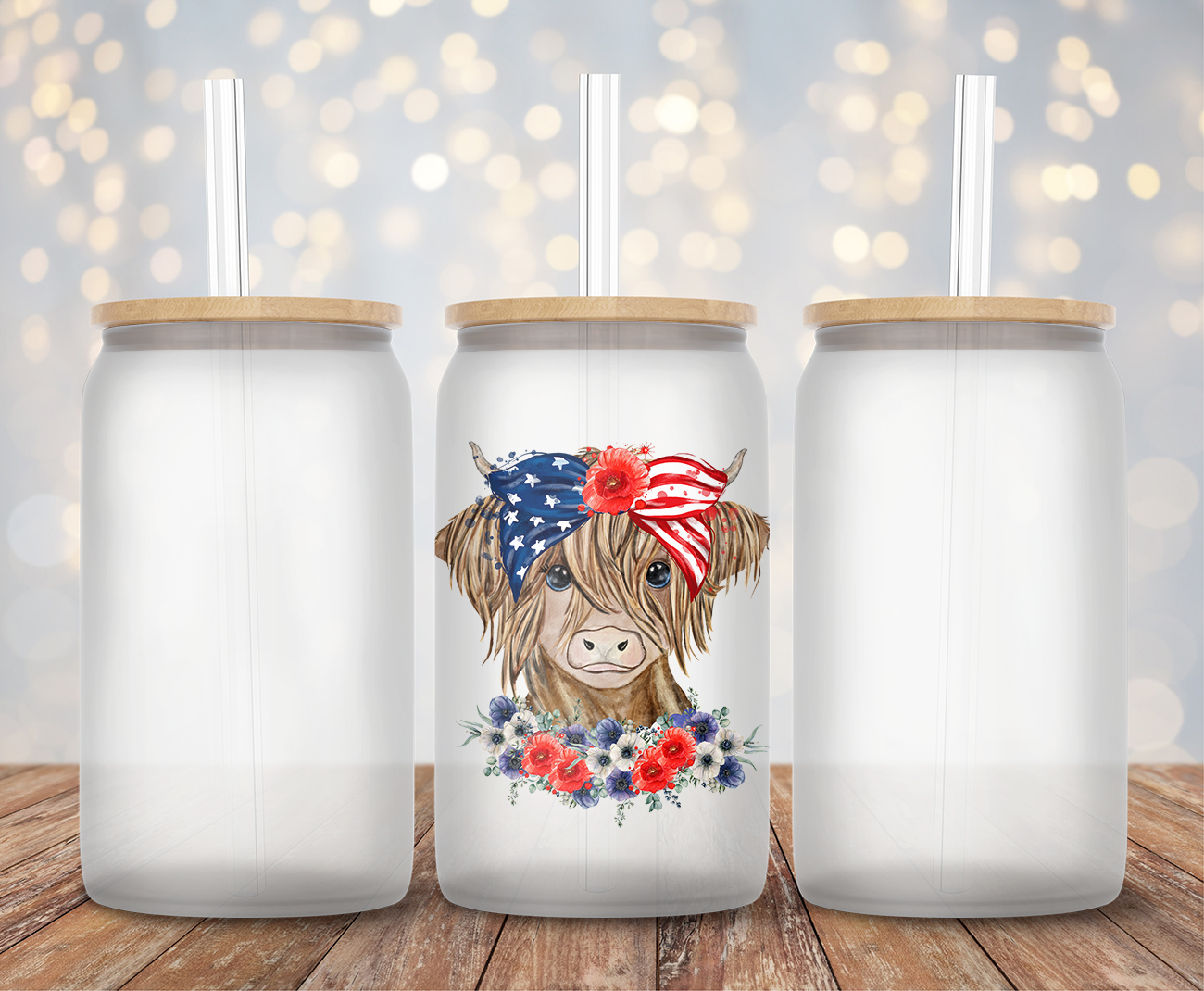 Patriotic Highland Cow - Decal