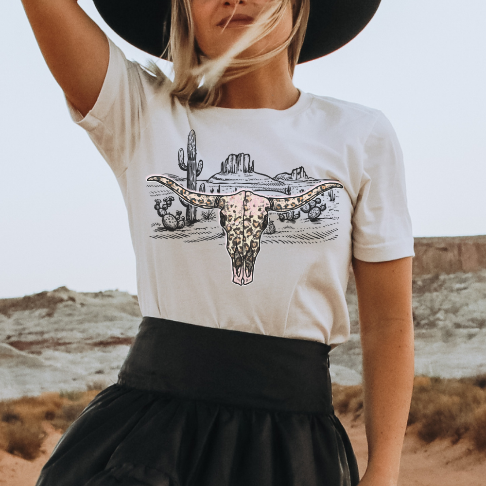Leopard Cow Skull - Full Color Transfer
