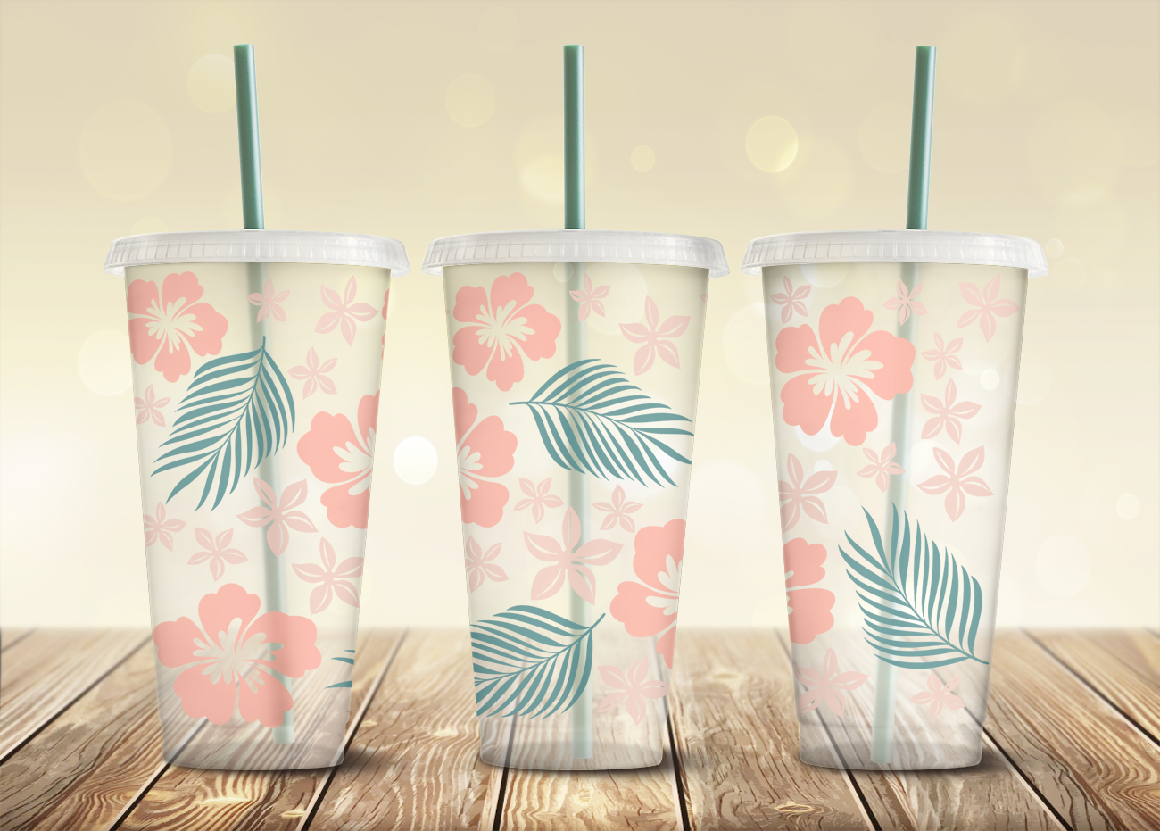 Neutral Hibiscus - 240z Cold Cup Wrap