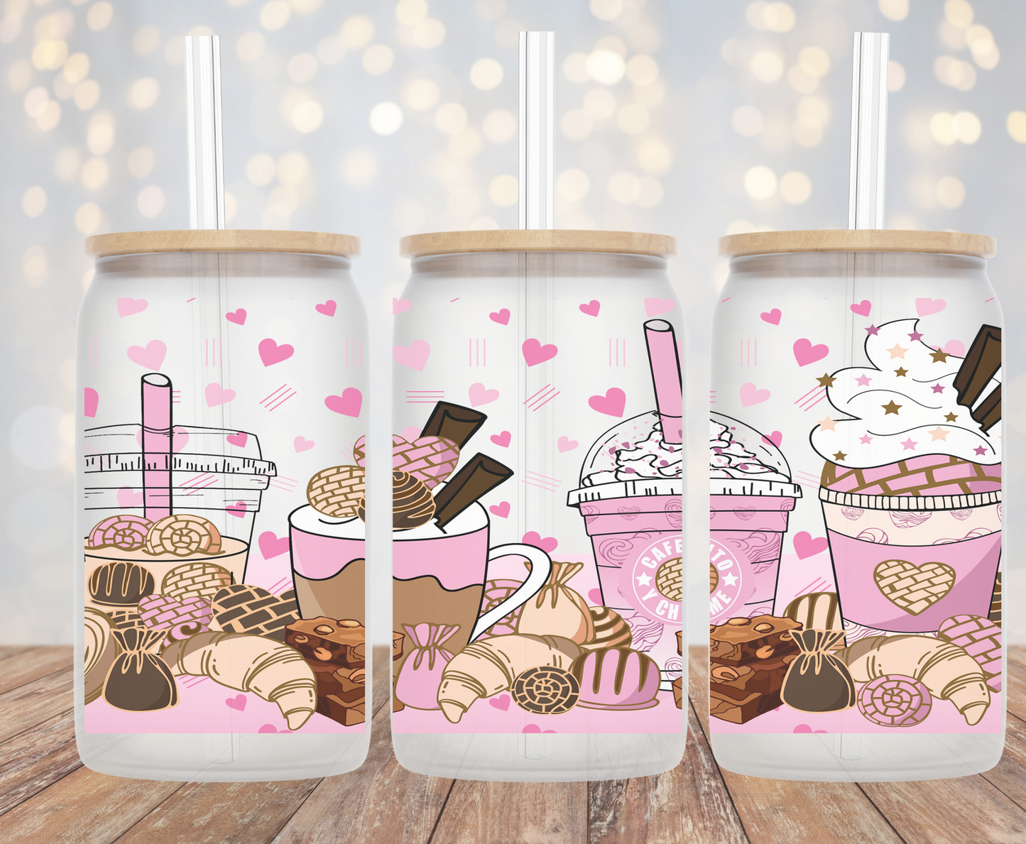 Pink Cafecito Y Chisme - 16oz Cup Wrap