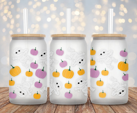 Mummy & Pumpkins - 16oz Cup Wrap