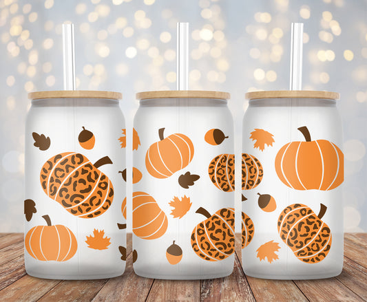 Cheetah Fall Pumpkin Vibes- 16oz Cup Wrap