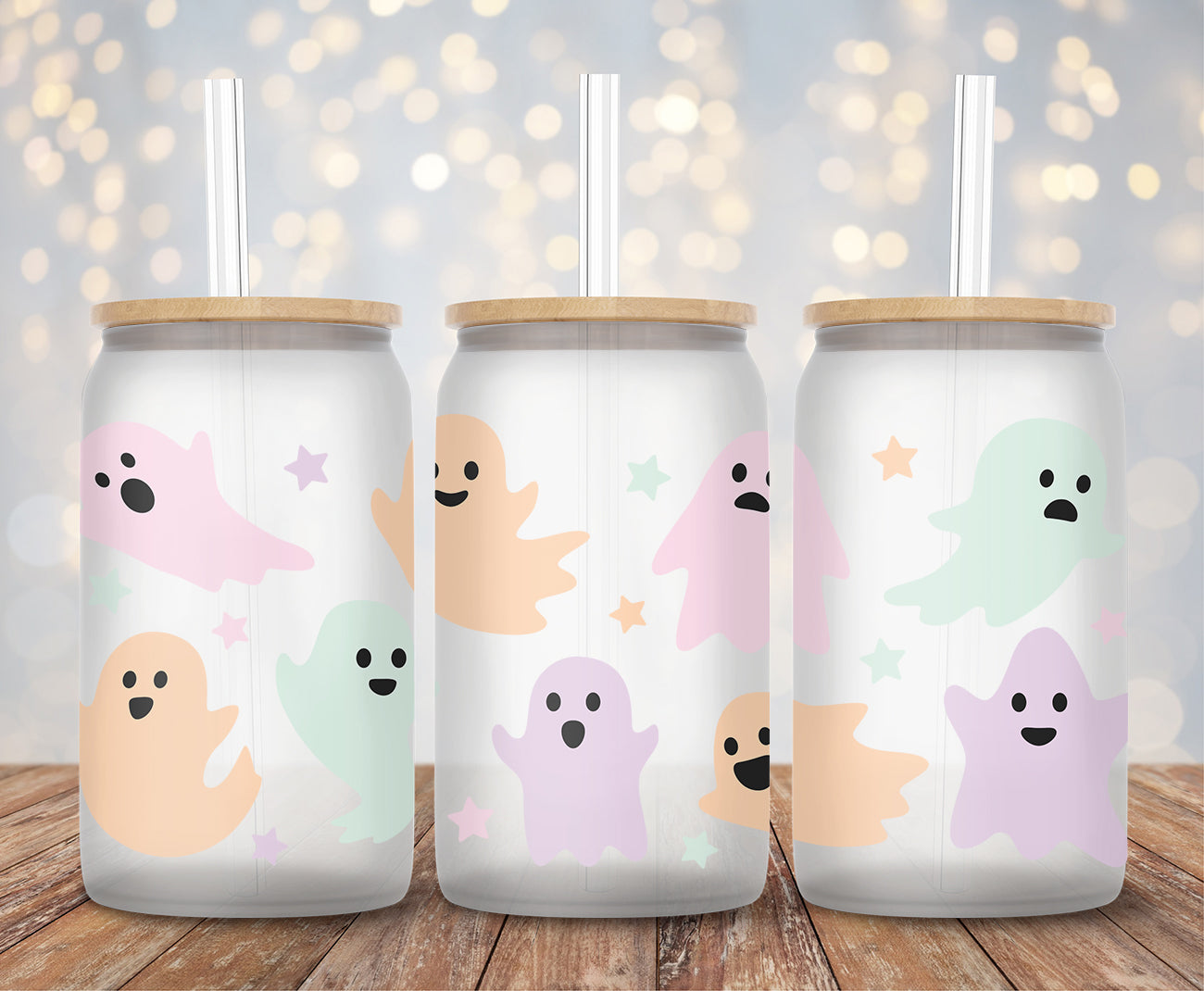 Pastel Cute Ghosts - 16oz Cup Wrap