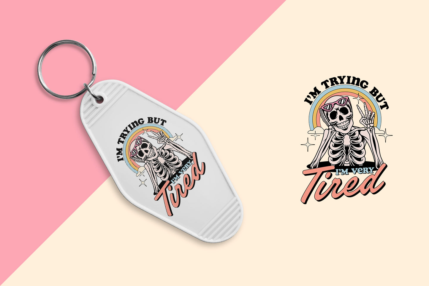 Im Trying But - Set of 6 (Motel Keychain UV DTF)