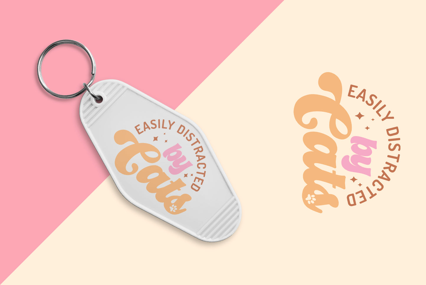 Easily Distracted By Cats - Set of 6 (Motel Keychain UV DTF)