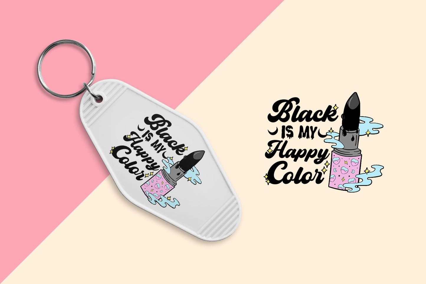 Black Is My Happy Color - Set of 6 (Motel Keychain UV DTF)