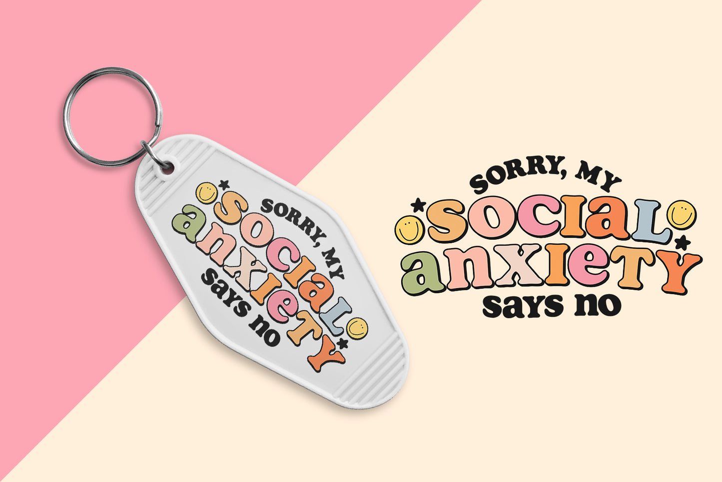 Social Anxiety Says No - Set of 6 (Motel Keychain UV DTF)