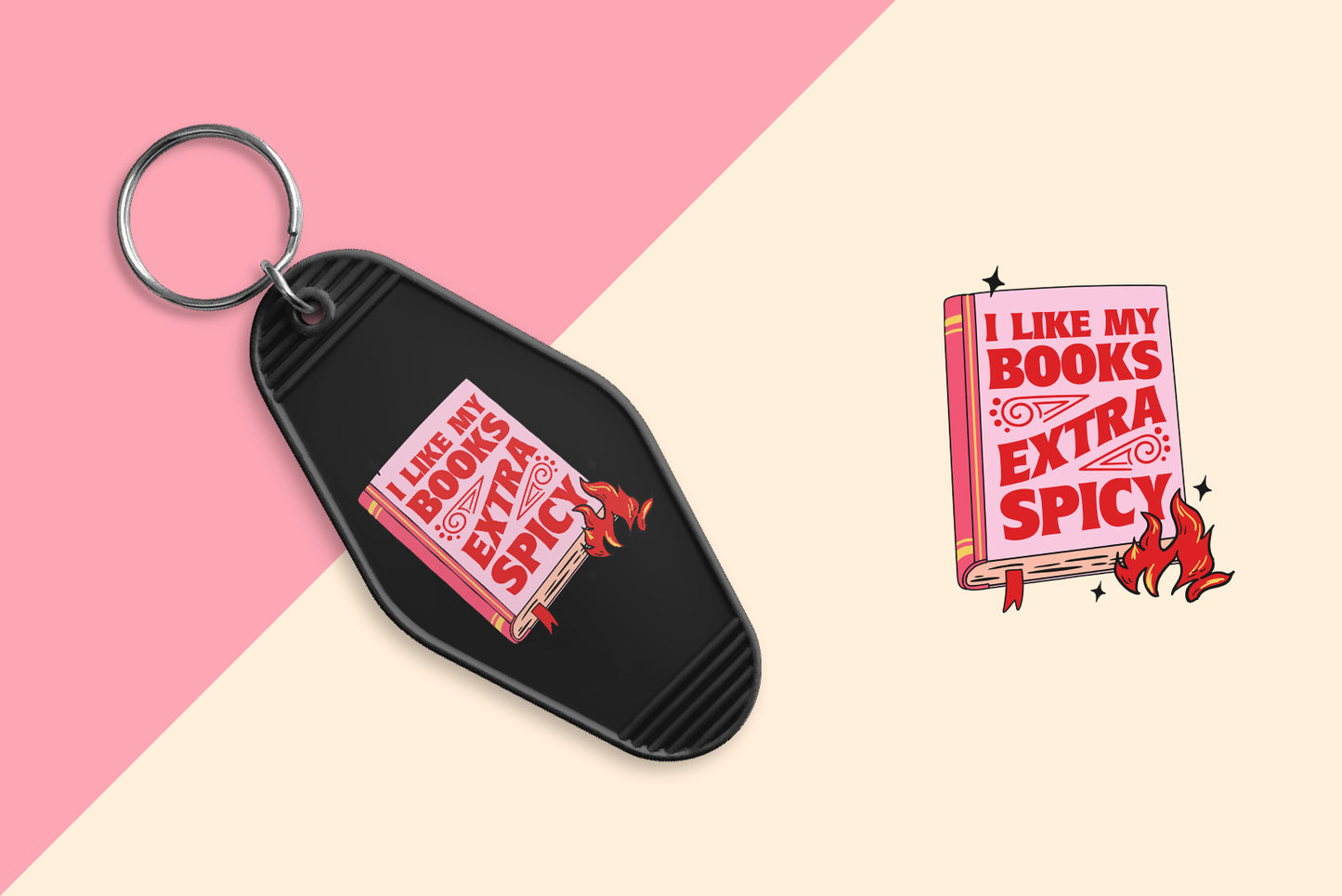 I Like my Books Extra Spicy - Set of 6 (Motel Keychain UV DTF)