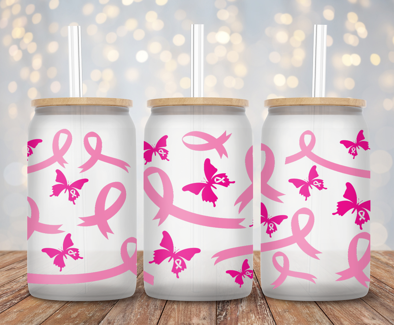 Pink Ribbon - 16oz Cup Wrap